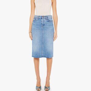 MOTHER Vagabond Midi Denim Skirt in For Sure Brand New with Tag